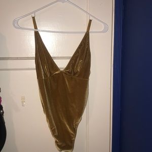 Suede mustard bodysuit